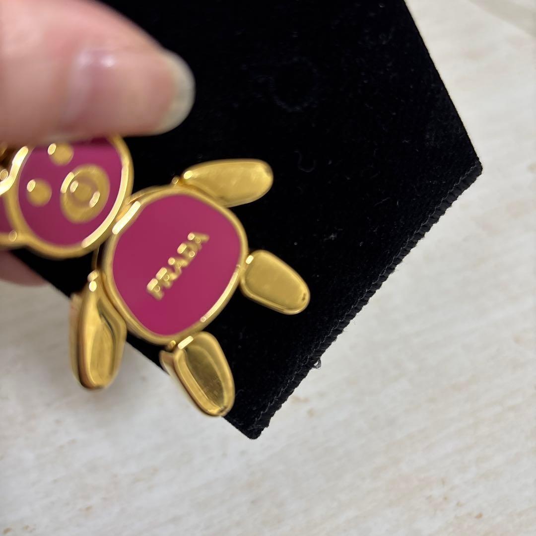 PRADA Key Ring Keychain Bag Charm pig Gold Authentic