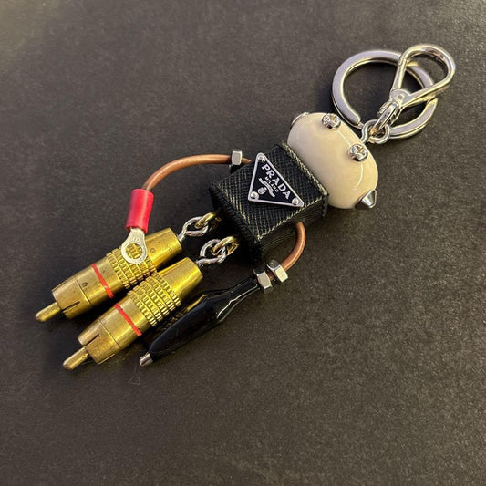 PRADA Key Ring Keychain Bag Charm Logo Robot Multicolor Authentic