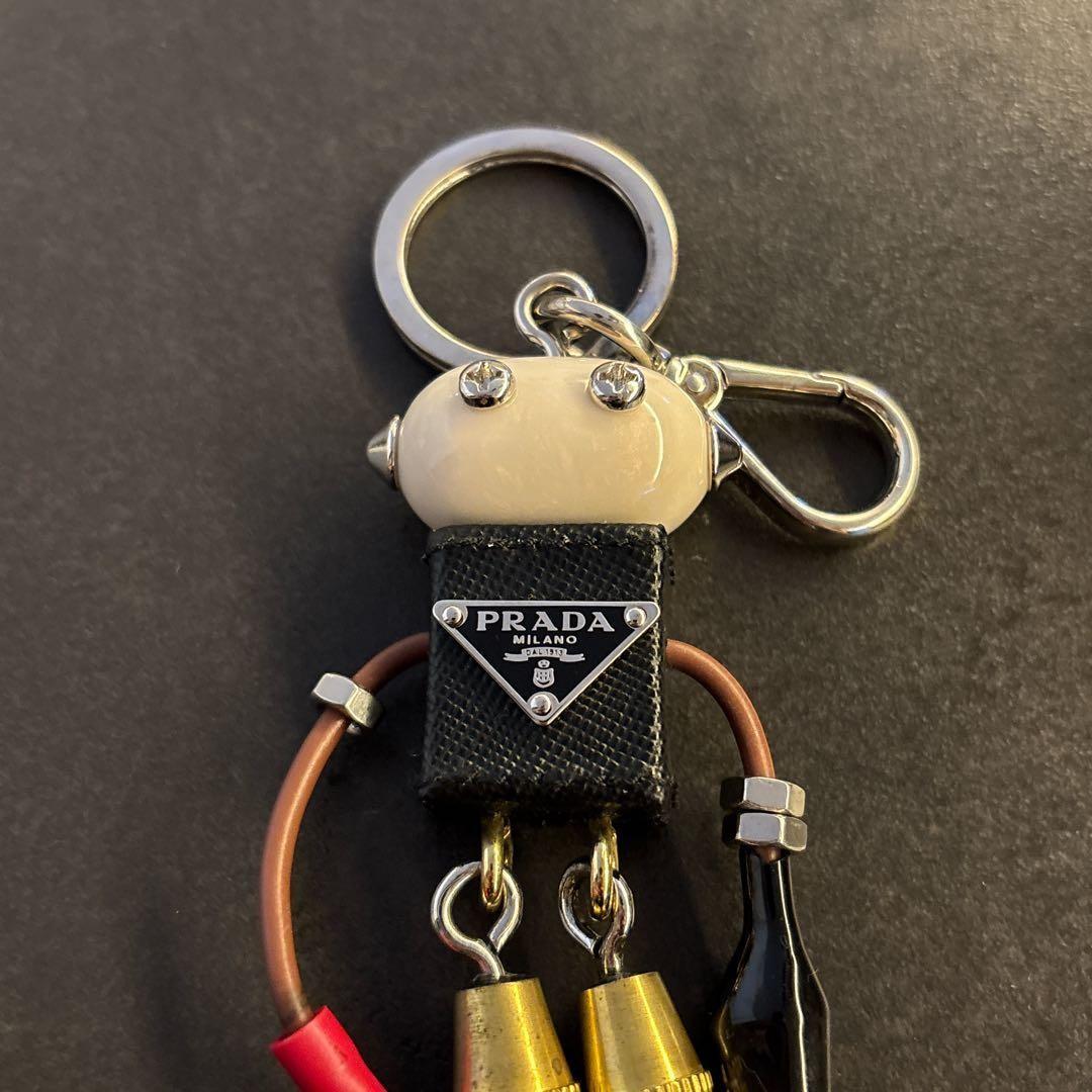 PRADA Key Ring Keychain Bag Charm Logo Robot Multicolor Authentic