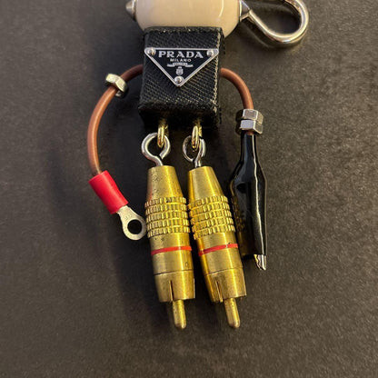 PRADA Key Ring Keychain Bag Charm Logo Robot Multicolor Authentic