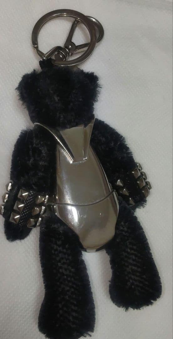 PRADA Key Ring Keychain Bag Charm Bear Black Silver Authentic