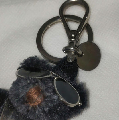 PRADA Key Ring Keychain Bag Charm Bear Black Silver Authentic