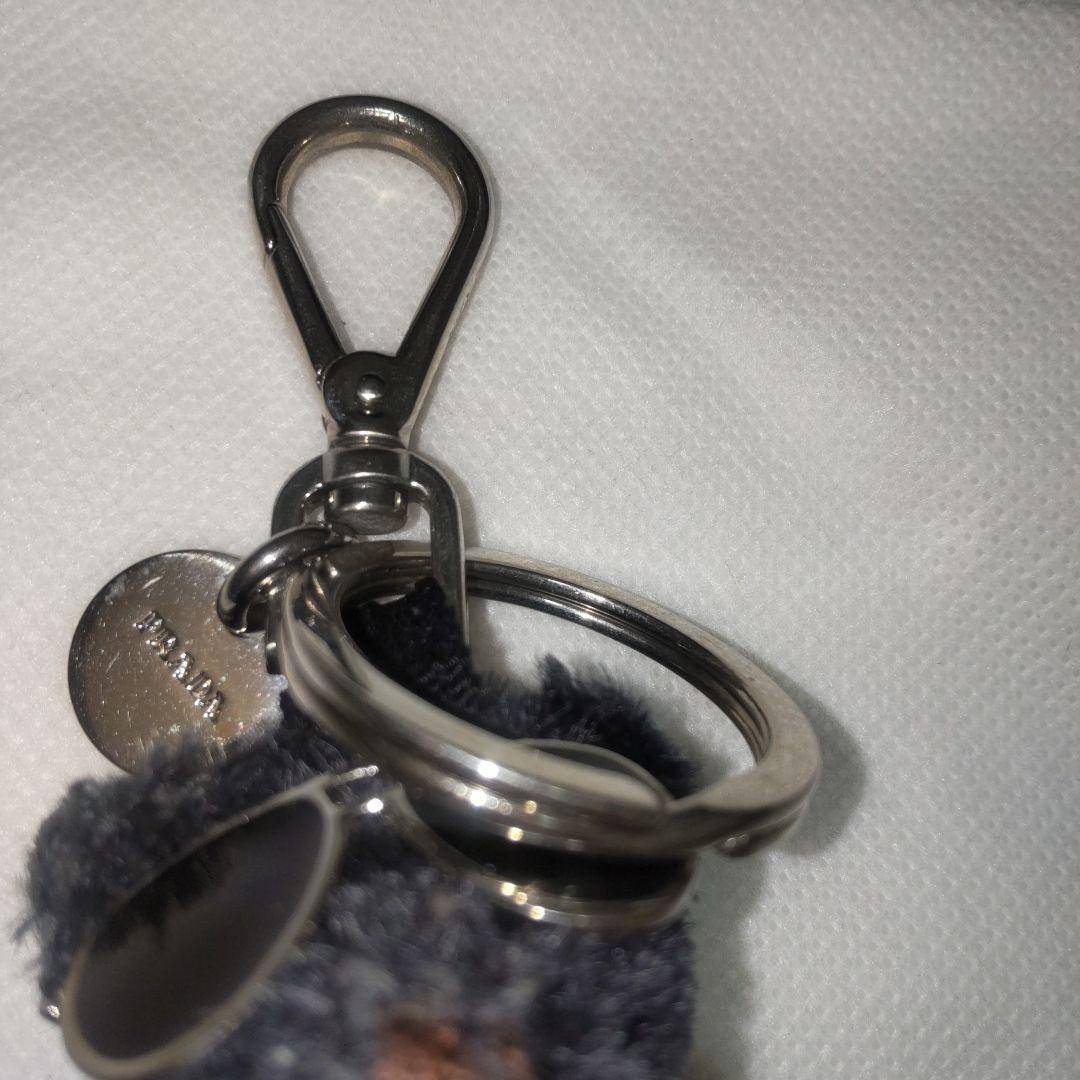 PRADA Key Ring Keychain Bag Charm Bear Black Silver Authentic