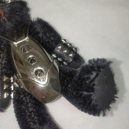 PRADA Key Ring Keychain Bag Charm Bear Black Silver Authentic