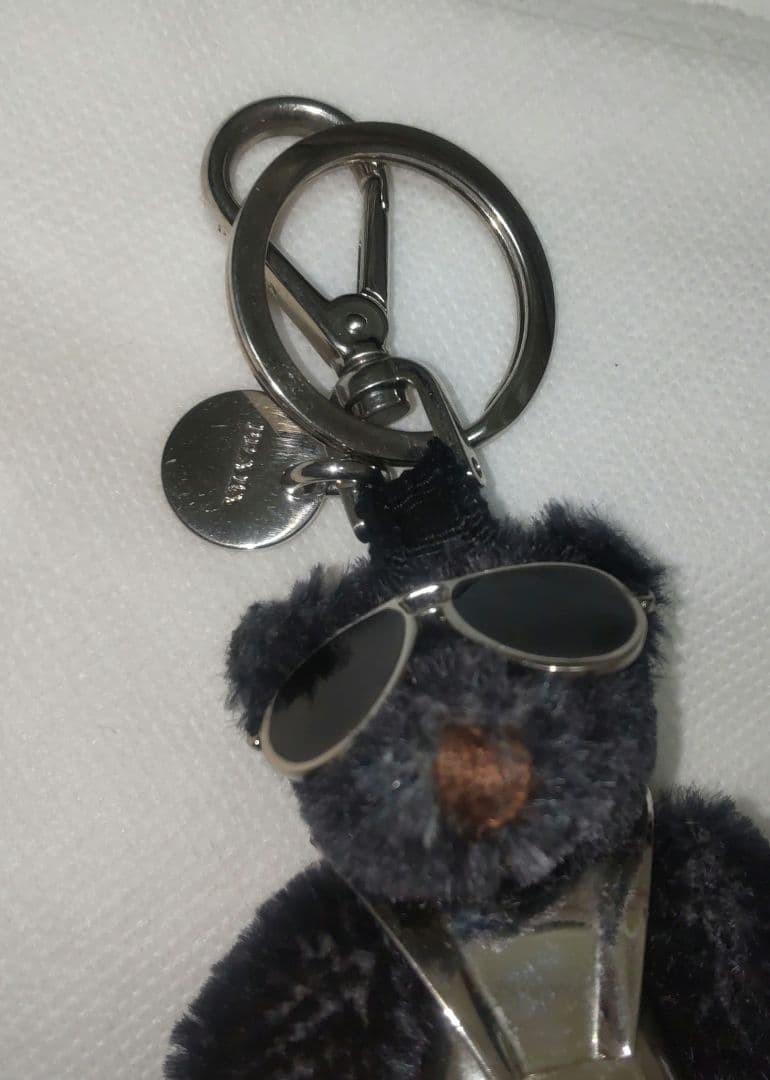 PRADA Key Ring Keychain Bag Charm Bear Black Silver Authentic