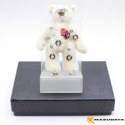 PRADA Key Ring Keychain Bag Charm Bear Off White Red Authentic