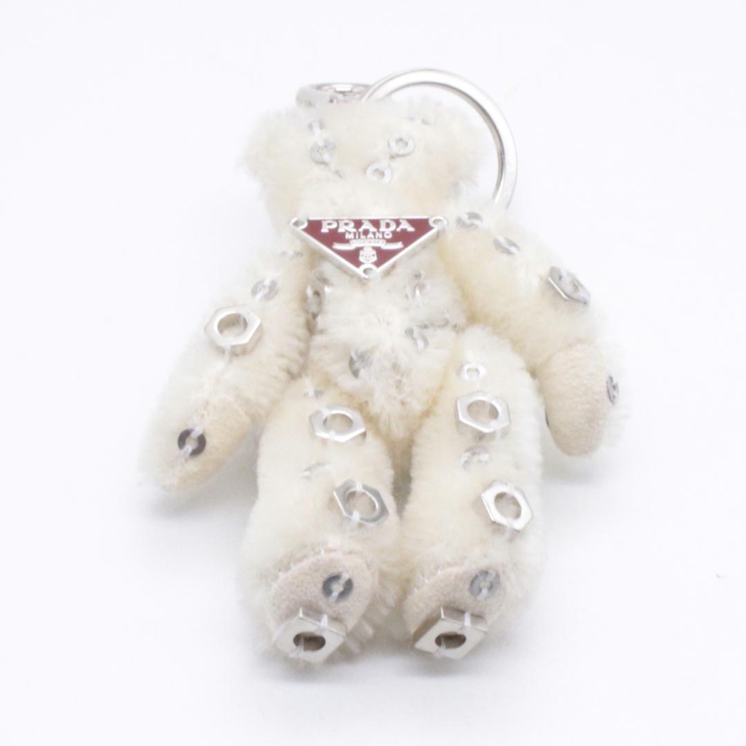 PRADA Key Ring Keychain Bag Charm Bear Off White Red Authentic