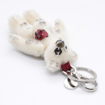 PRADA Key Ring Keychain Bag Charm Bear Off White Red Authentic