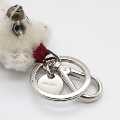 PRADA Key Ring Keychain Bag Charm Bear Off White Red Authentic