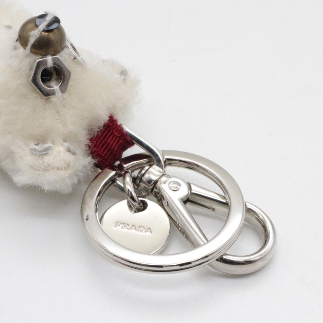 PRADA Key Ring Keychain Bag Charm Bear Off White Red Authentic