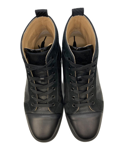 Christian Louboutin Sneakers Shoes High-cut EU 41 US 8 Suede Black Authentic