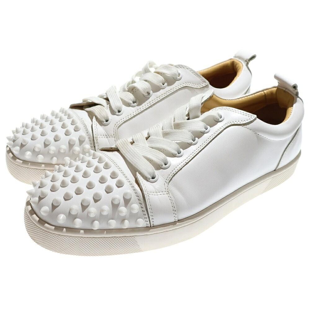 Christian Louboutin Sneakers Shoes Low-Cut Studs EU 42 US 9 Leather White Auth