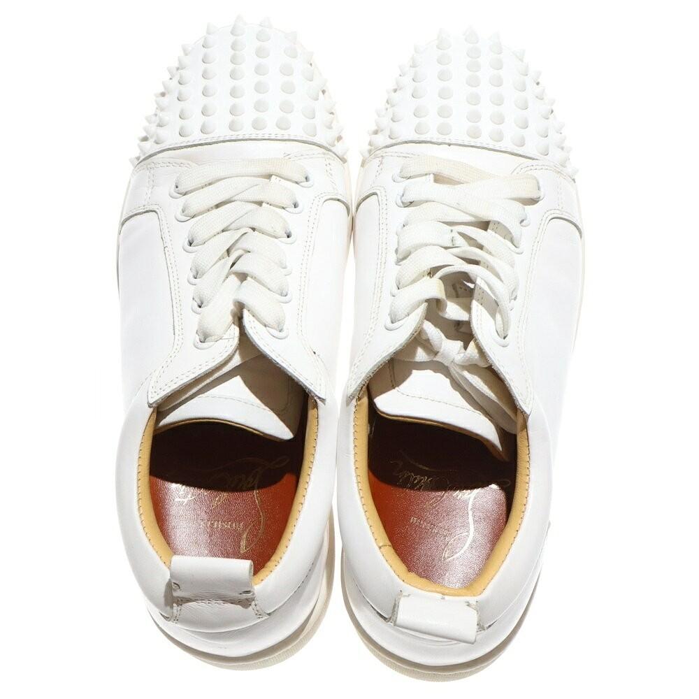 Christian Louboutin Sneakers Shoes Low-Cut Studs EU 42 US 9 Leather White Auth