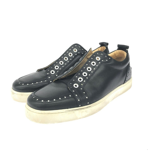 Christian Louboutin Sneakers Shoes Low-Cut EU 43 US 10 Leather Black Authentic