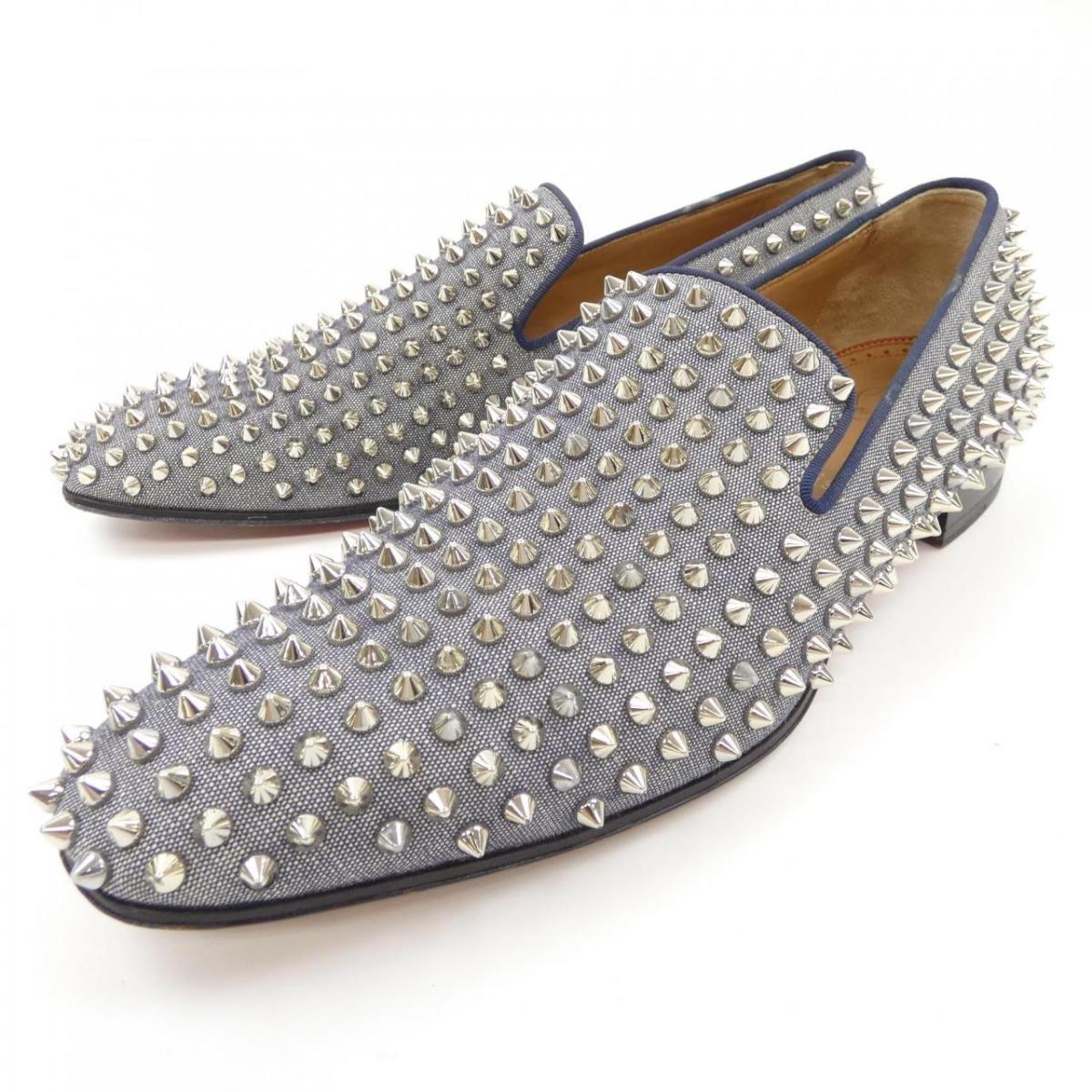 Christian Louboutin Slip-ons Shoes Studs EU 41.5 US 8.5 Silver Authentic