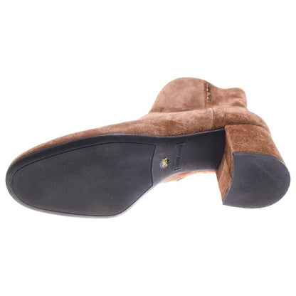 MIU MIU Short Boots Shoes Logo EU 36.5 US 6.5 Suede Leather Brown Authentic