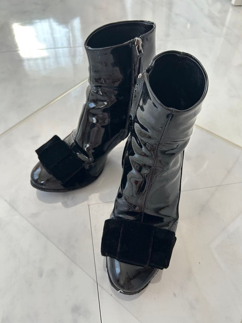 MIU MIU Boots Shoes EU 36 US 6 Ribbon Black Authentic