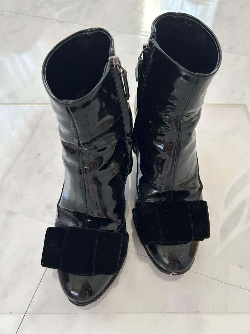 MIU MIU Boots Shoes EU 36 US 6 Ribbon Black Authentic