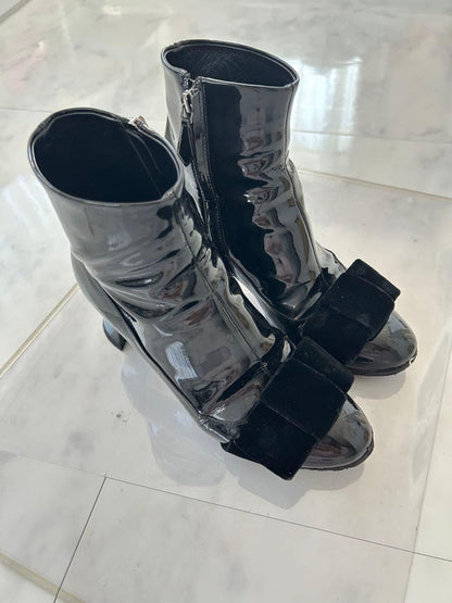 MIU MIU Boots Shoes EU 36 US 6 Ribbon Black Authentic