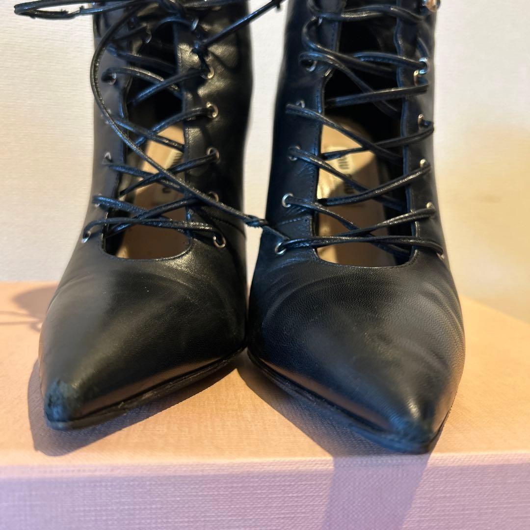 MIU MIU Boots Shoes EU 36.5 US 6.5 Leather Black Authentic