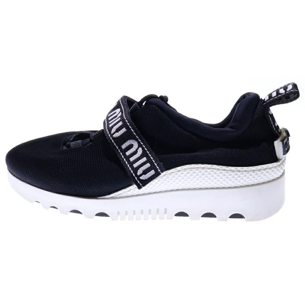 MIU MIU Sneakers Shoes Low-Cut Logo EU 36 US 6 Black Authentic
