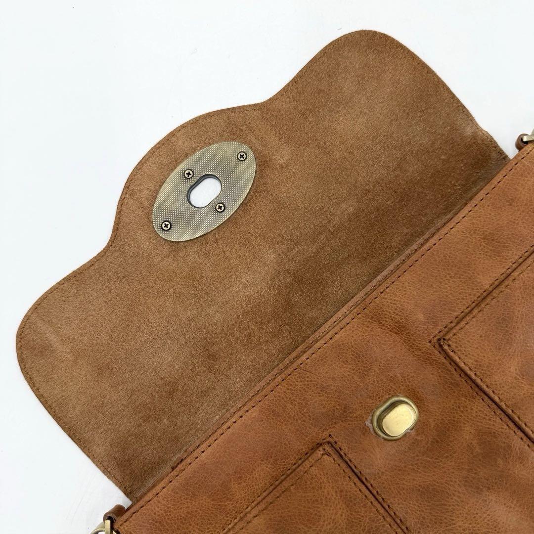 MULBERRY Hand Shoulder Bag Tote Purse 2way Turn Lock Leather Brown Authentic