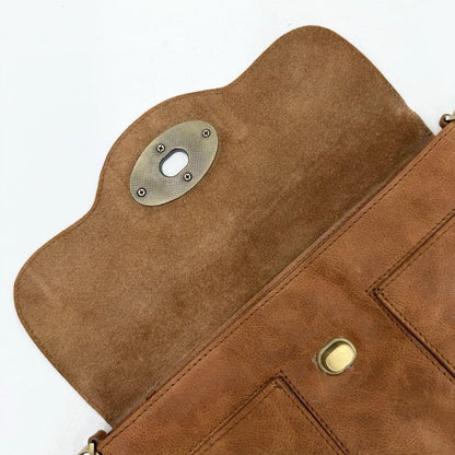 MULBERRY Hand Shoulder Bag Tote Purse 2way Turn Lock Leather Brown Authentic