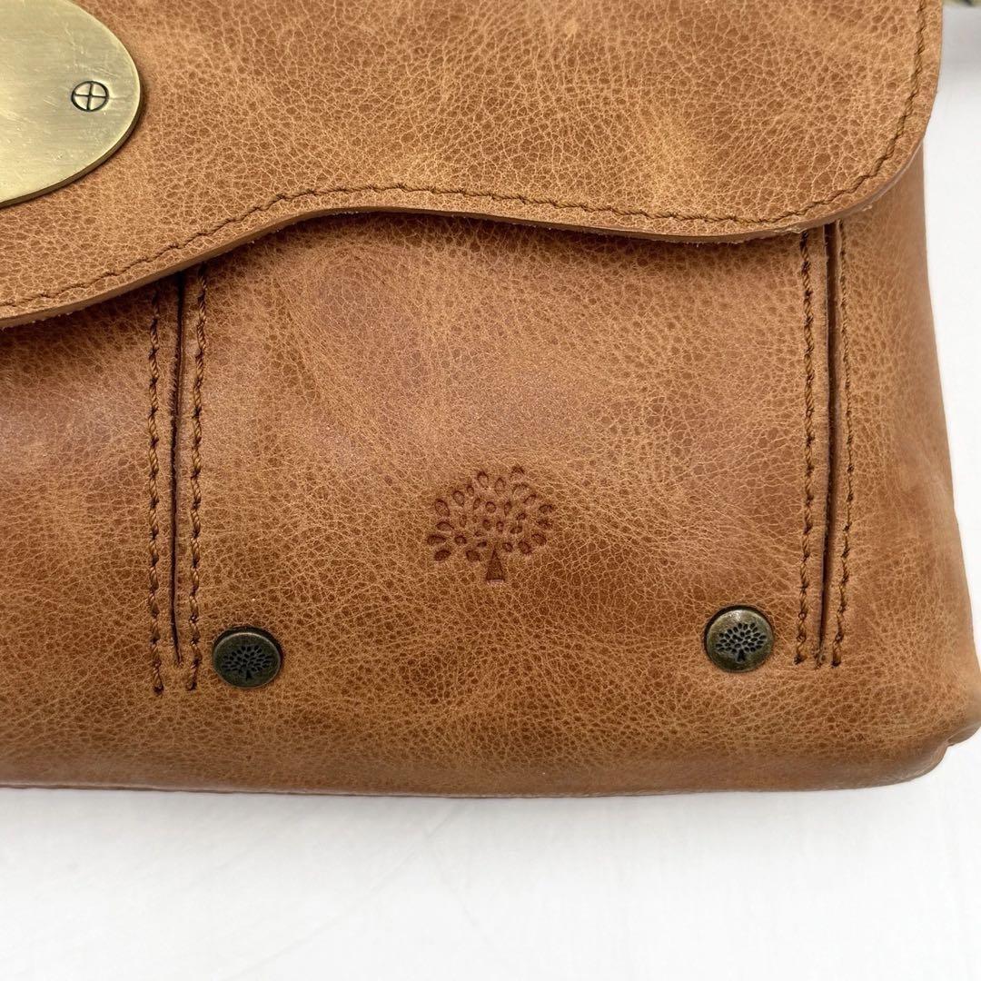 MULBERRY Hand Shoulder Bag Tote Purse 2way Turn Lock Leather Brown Authentic