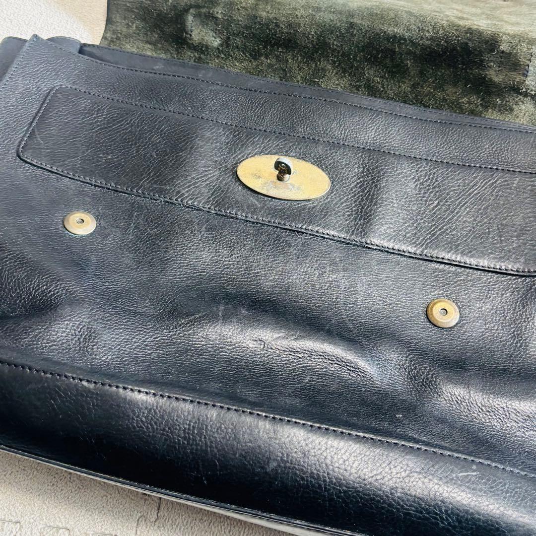 MULBERRY Hand Bag Tote Purse 3way Turn Lock Leather Black Authentic