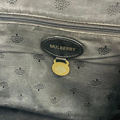 MULBERRY Hand Bag Tote Purse 3way Turn Lock Leather Black Authentic