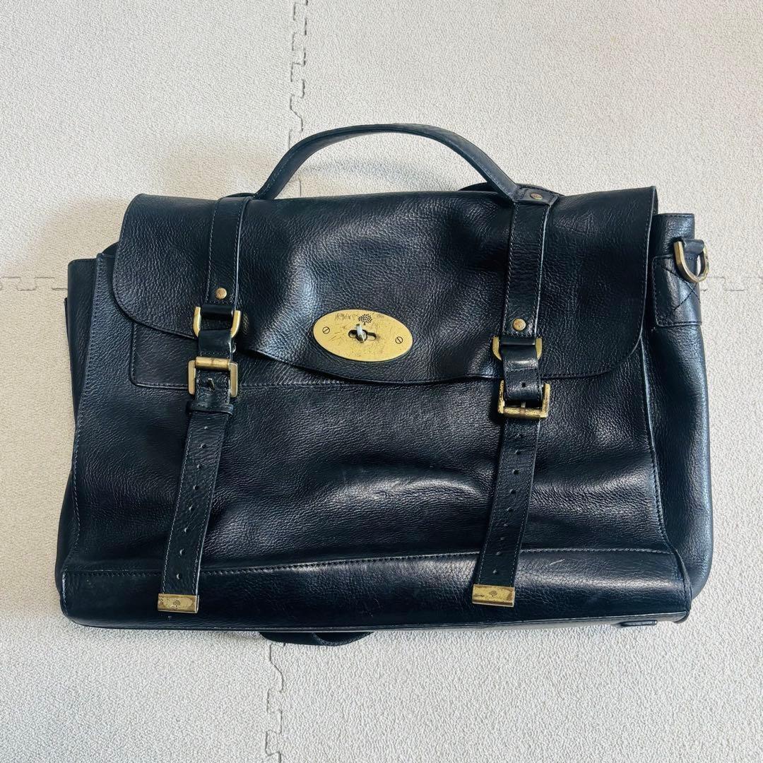 MULBERRY Hand Bag Tote Purse 3way Turn Lock Leather Black Authentic