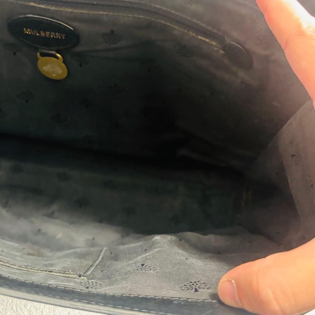 MULBERRY Hand Bag Tote Purse 3way Turn Lock Leather Black Authentic