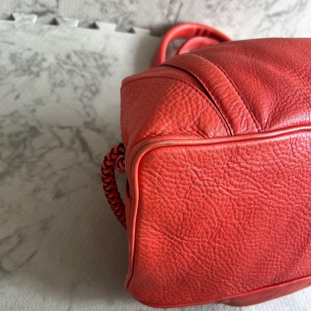 MULBERRY Hand Bag Tote Purse Turn Lock Leather Red Authentic