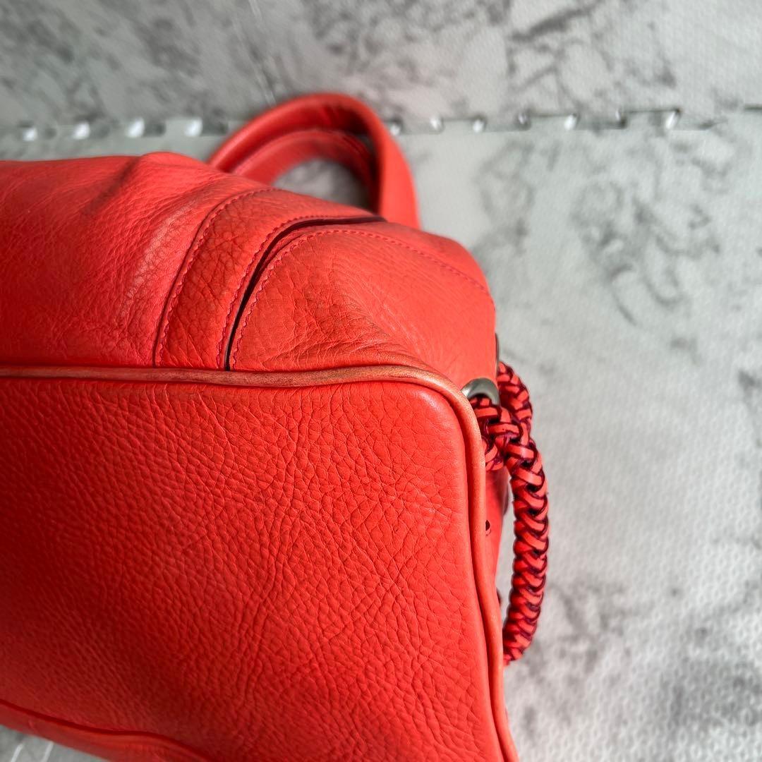 MULBERRY Hand Bag Tote Purse Turn Lock Leather Red Authentic