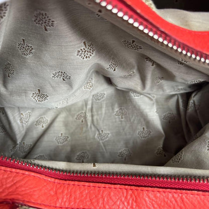 MULBERRY Hand Bag Tote Purse Turn Lock Leather Red Authentic