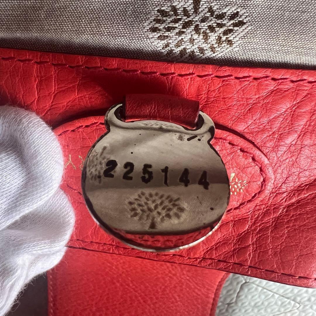 MULBERRY Hand Bag Tote Purse Turn Lock Leather Red Authentic