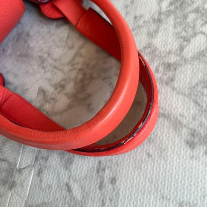 MULBERRY Hand Bag Tote Purse Turn Lock Leather Red Authentic