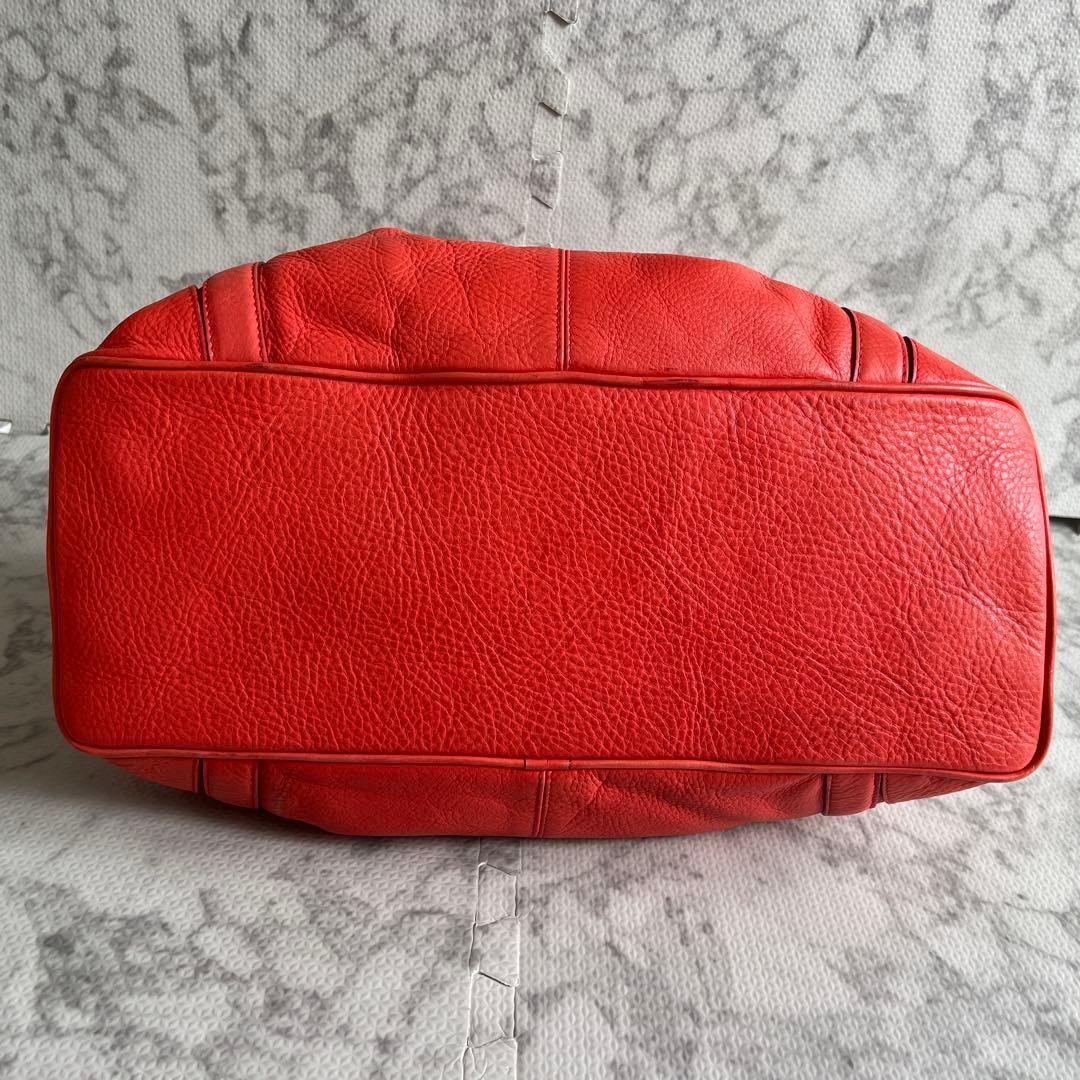 MULBERRY Hand Bag Tote Purse Turn Lock Leather Red Authentic