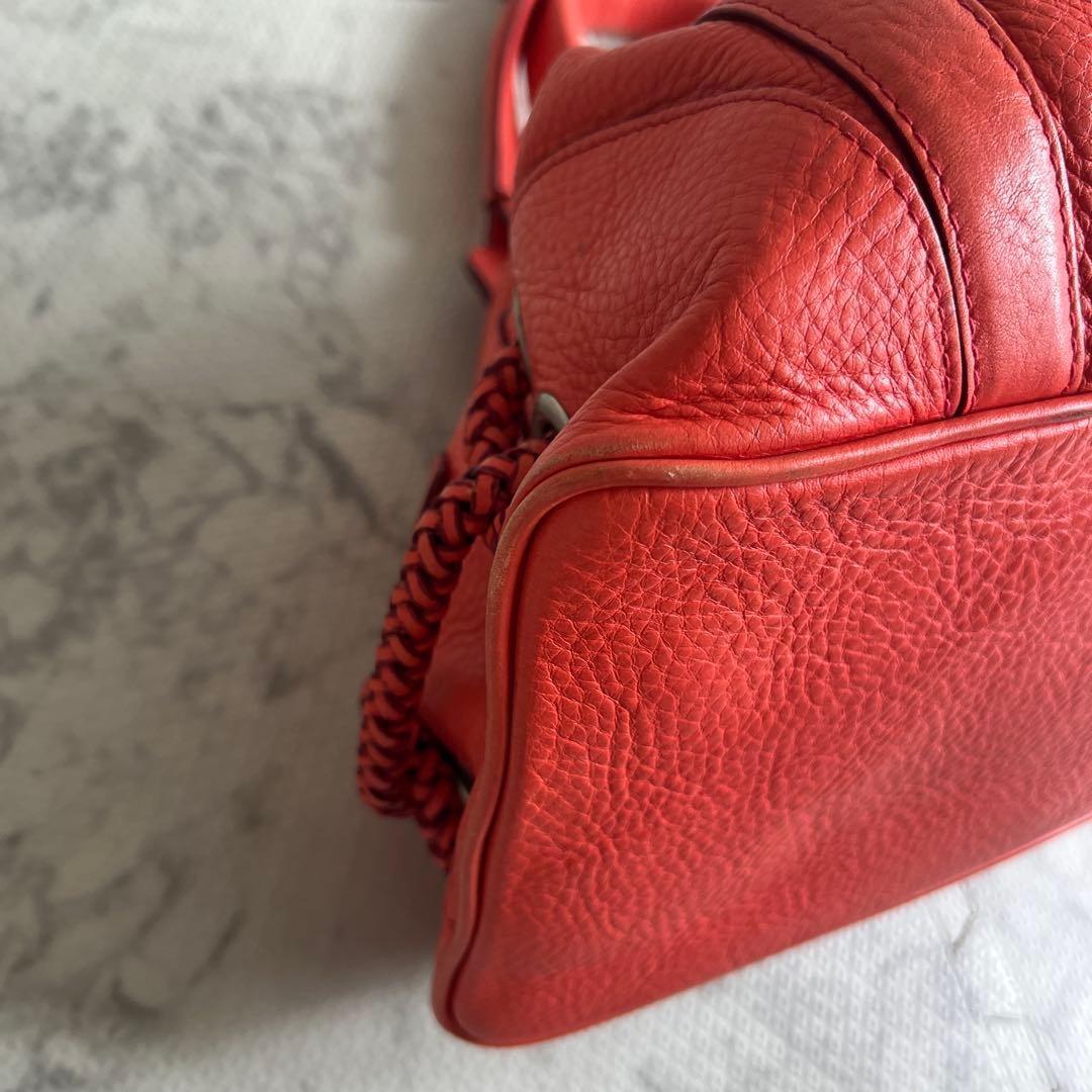 MULBERRY Hand Bag Tote Purse Turn Lock Leather Red Authentic