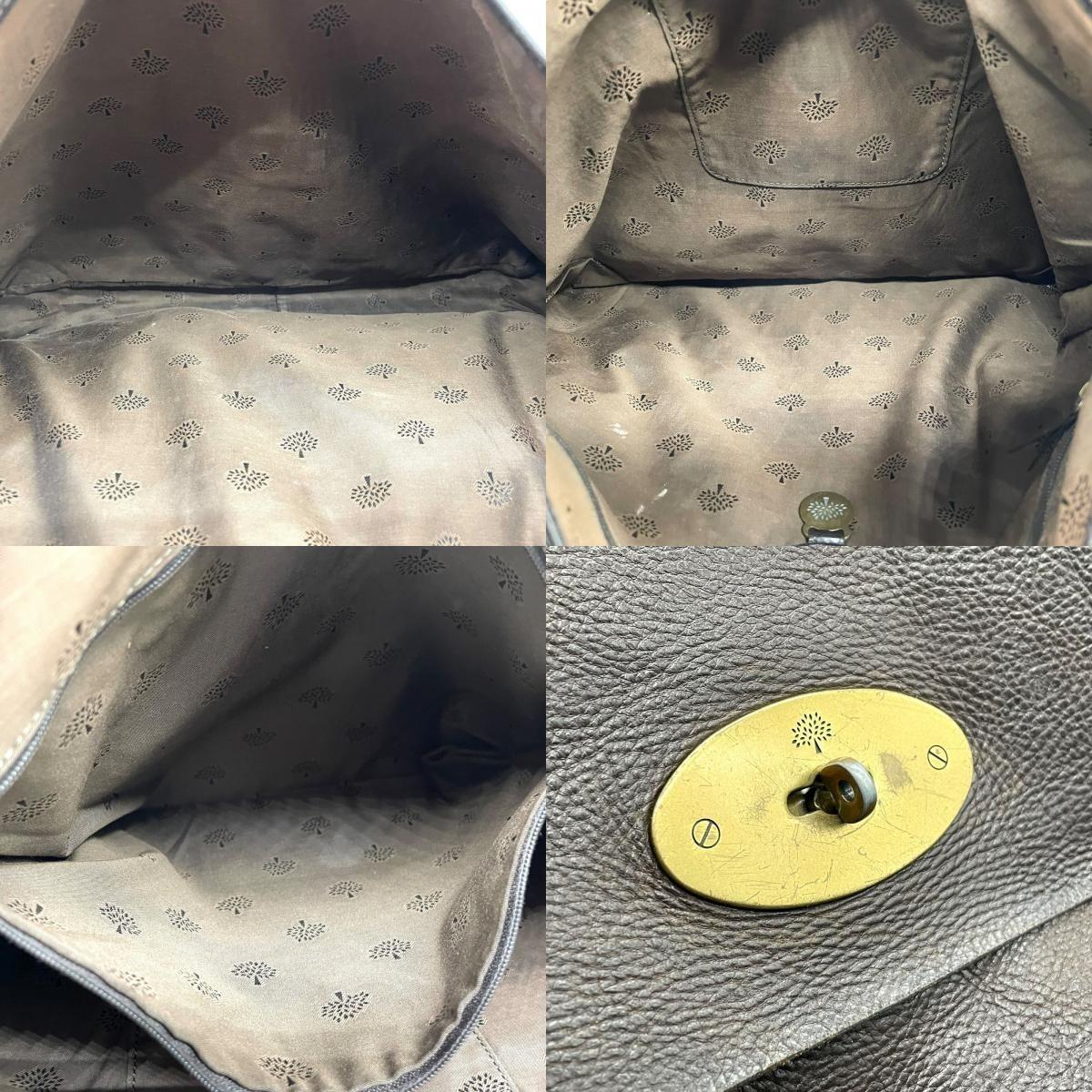 MULBERRY Shoulder Bag Purse Turn Lock Leather Brown Authentic