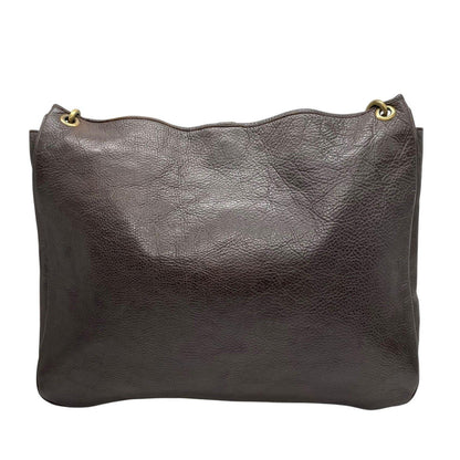 MULBERRY Shoulder Bag Purse Turn Lock Leather Brown Authentic