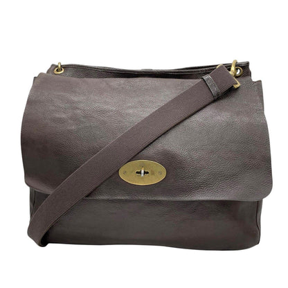 MULBERRY Shoulder Bag Purse Turn Lock Leather Brown Authentic