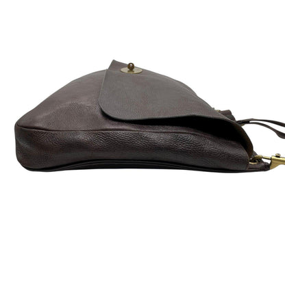 MULBERRY Shoulder Bag Purse Turn Lock Leather Brown Authentic