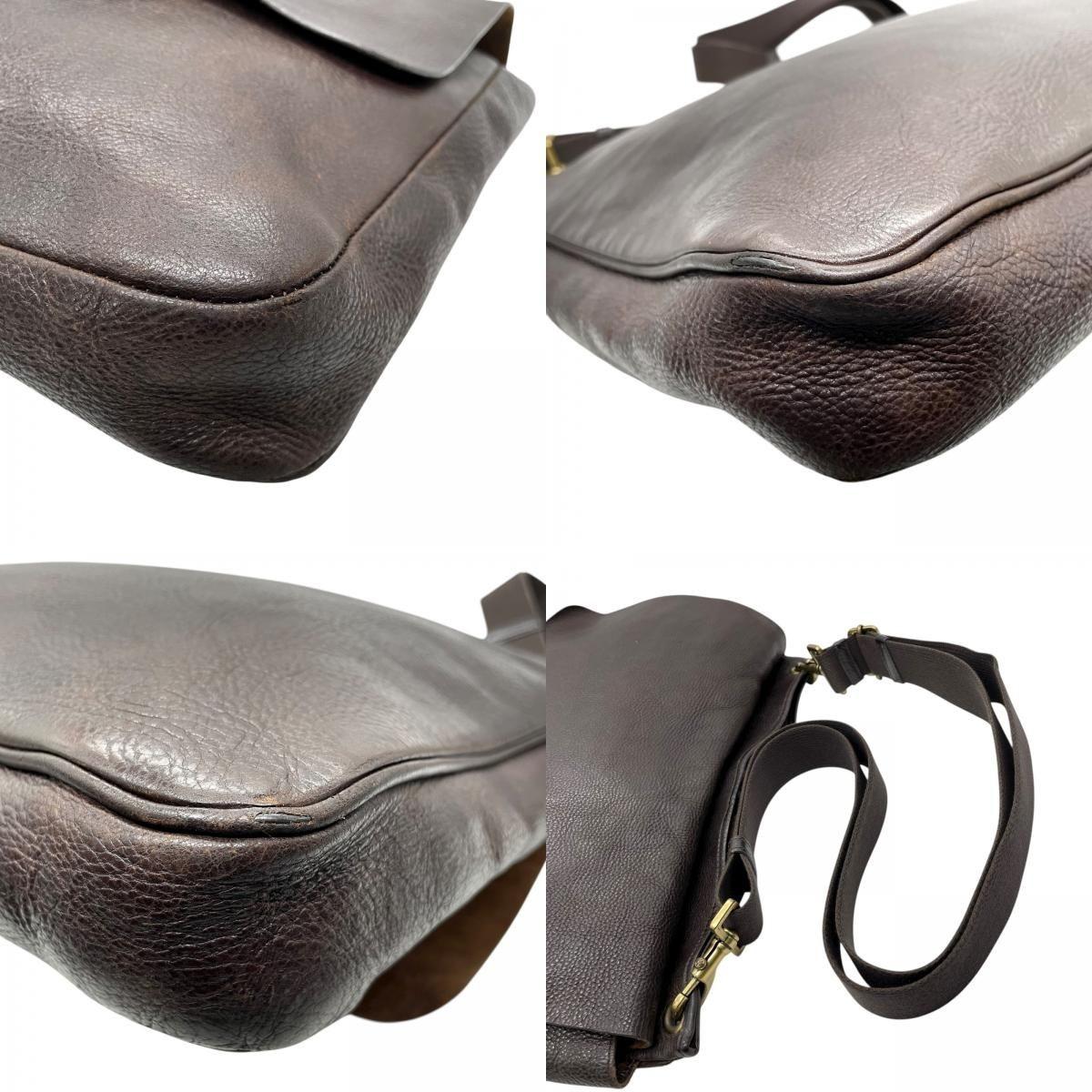 MULBERRY Shoulder Bag Purse Turn Lock Leather Brown Authentic