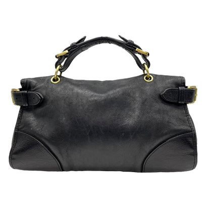 MULBERRY Hand Shoulder Bag Tote Purse 2way Logo Leather Black Authentic