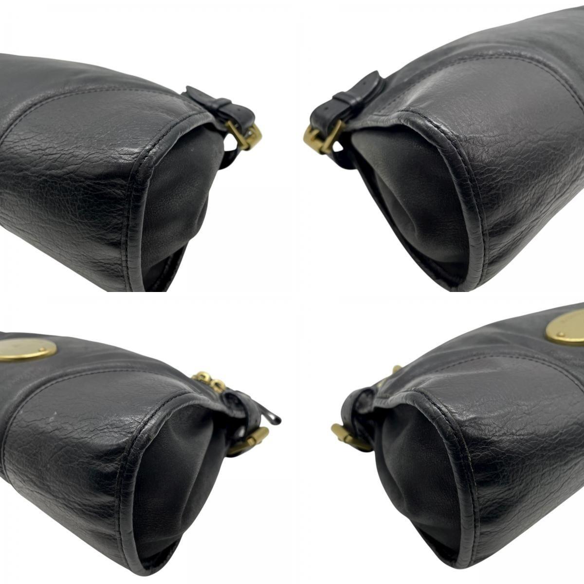 MULBERRY Hand Shoulder Bag Tote Purse 2way Logo Leather Black Authentic