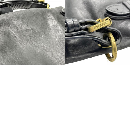 MULBERRY Hand Shoulder Bag Tote Purse 2way Logo Leather Black Authentic