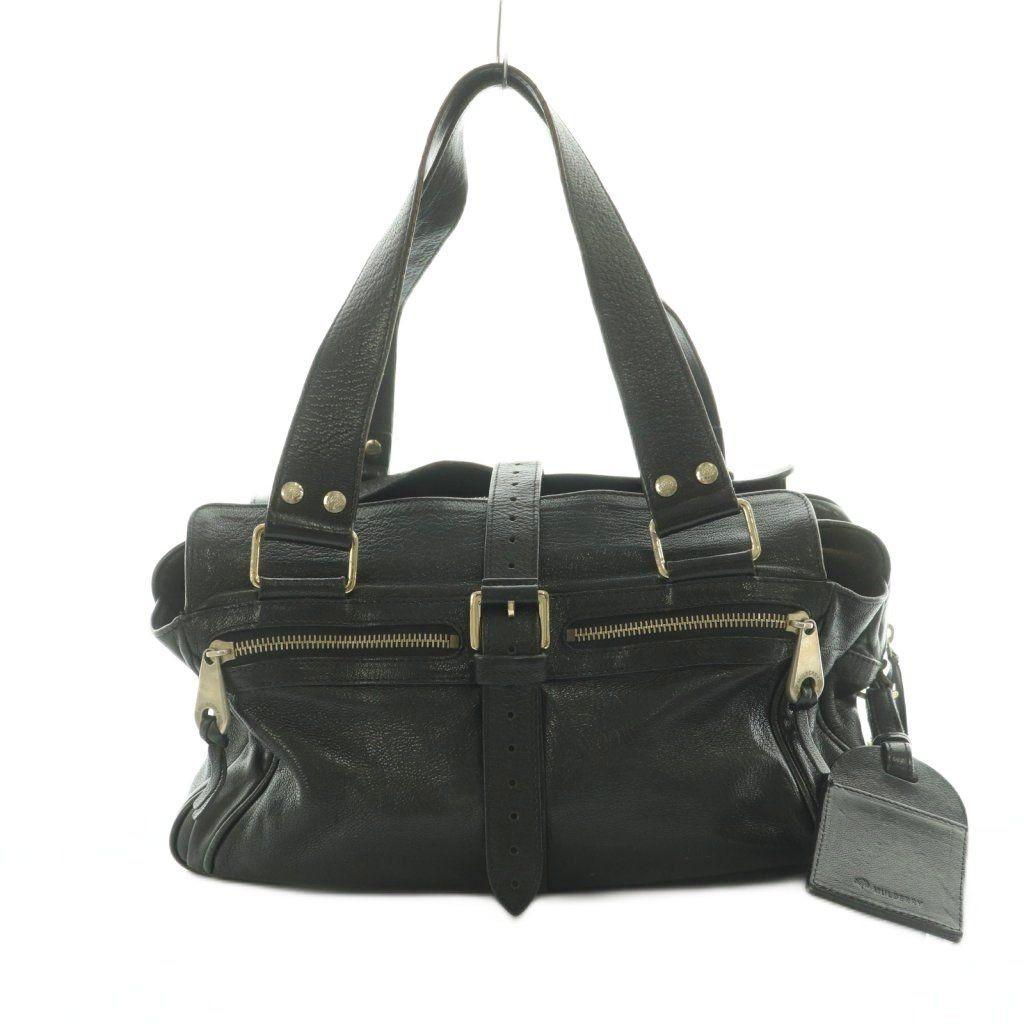 MULBERRY Hand Bag Tote Purse Leather Black Authentic