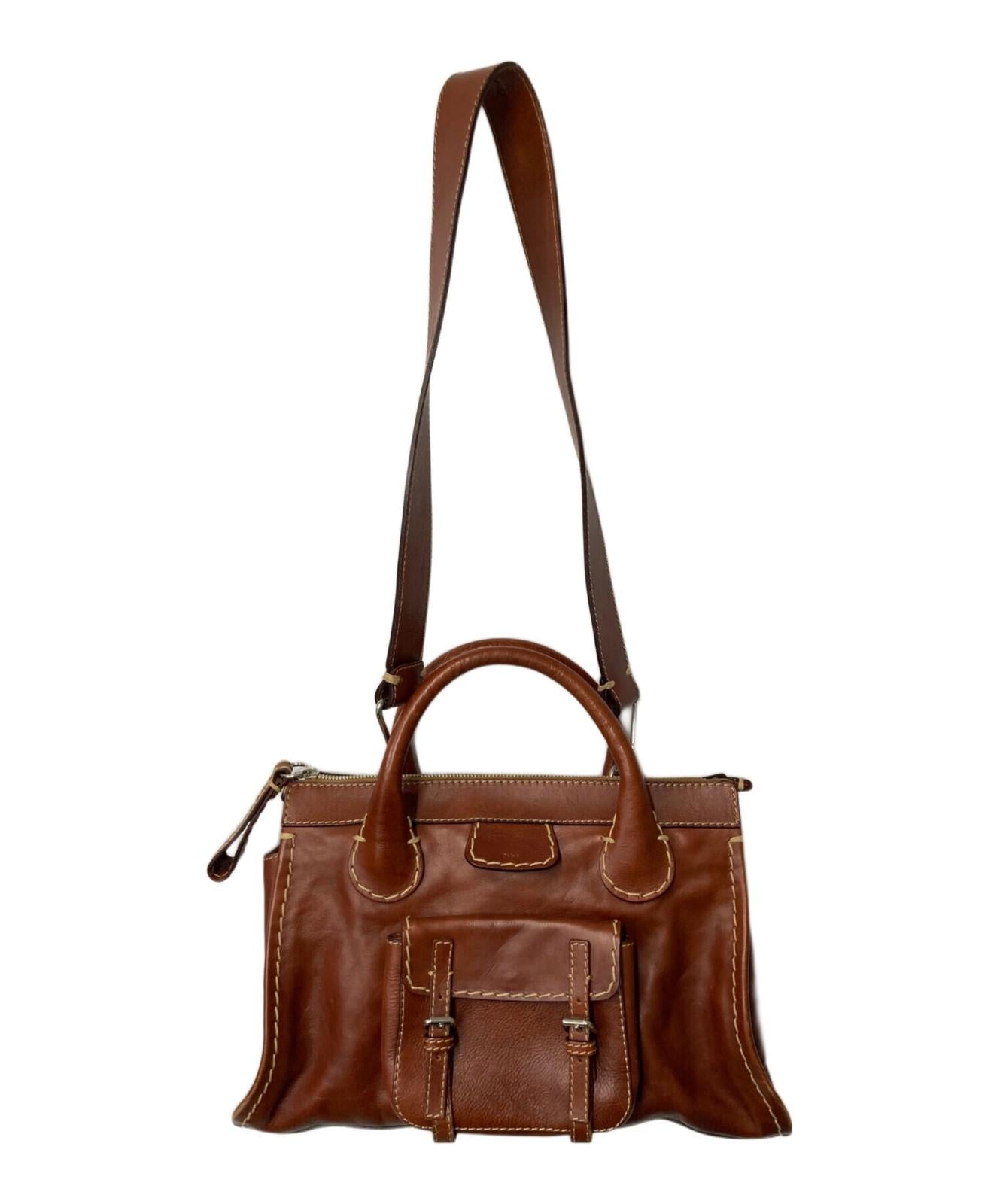 Chloe Hand Shoulder Bag Tote Purse 2way Brown Authentic