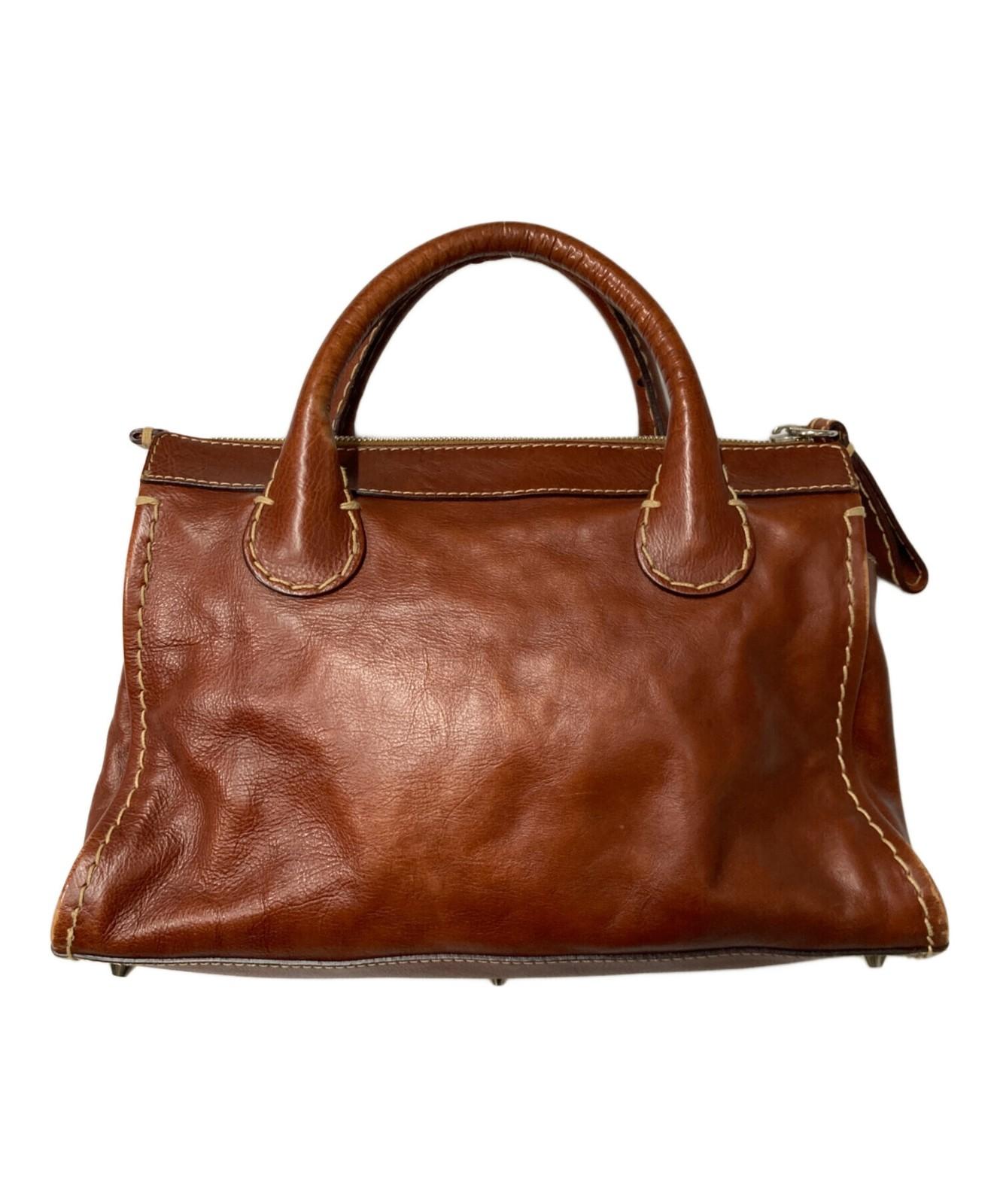 Chloe Hand Shoulder Bag Tote Purse 2way Brown Authentic